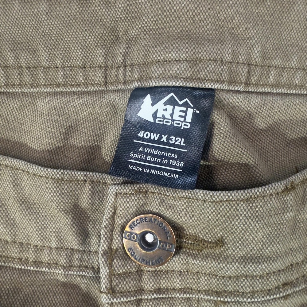 REI Co-op Pants Mens 40x32 Brown Canvas Straight Leg Hiking Outdoor Workwear - Picture 4 of 7